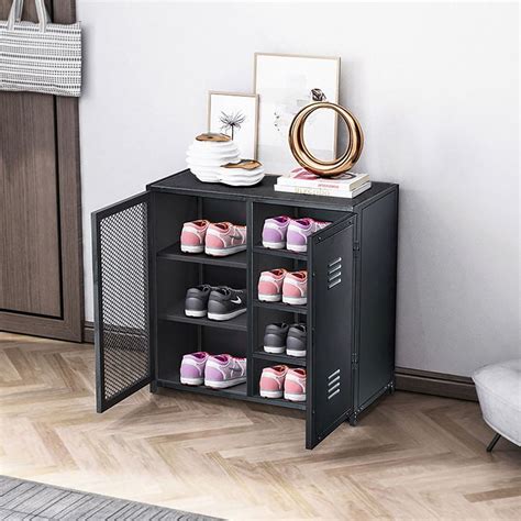 metal shoe cabinet with doors